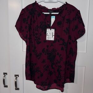 NWT 41 Hawthorn Tiffany Tulip Sleeve Burgundy Blouse Women's‎ Size XL Whimsigoth